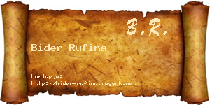 Bider Rufina névjegykártya